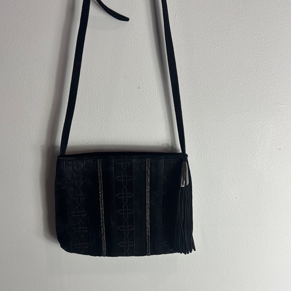 Sharif‎ Black Crossbody Bag with Structured Design